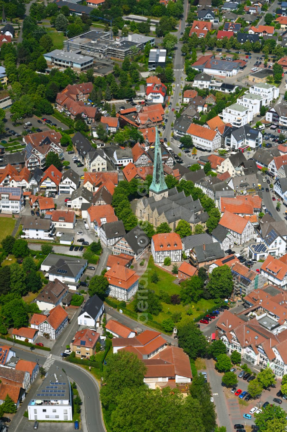 Laumeskamp from above - The city center in the downtown area in Laumeskamp in the state North Rhine-Westphalia, Germany