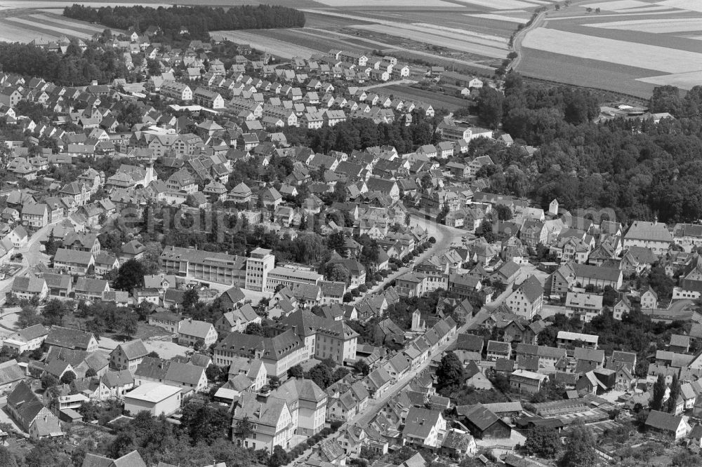 Laupheim from above - The city center in the downtown area of Laupheim in the state Baden-Wuerttemberg, Germany