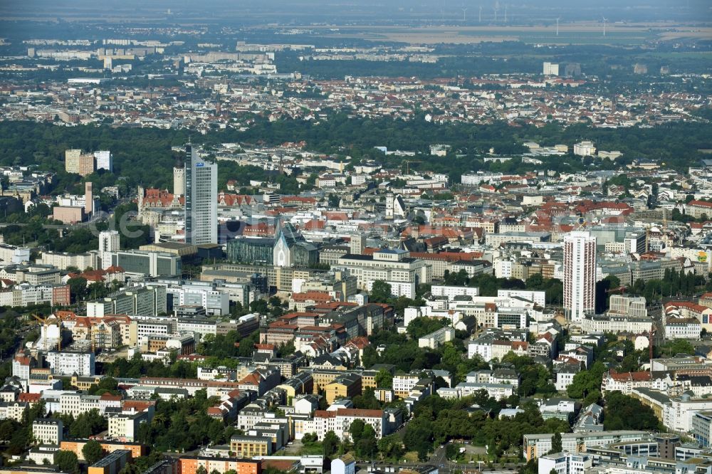 Aerial image Leipzig - The city center in the downtown area in Leipzig in the state Saxony