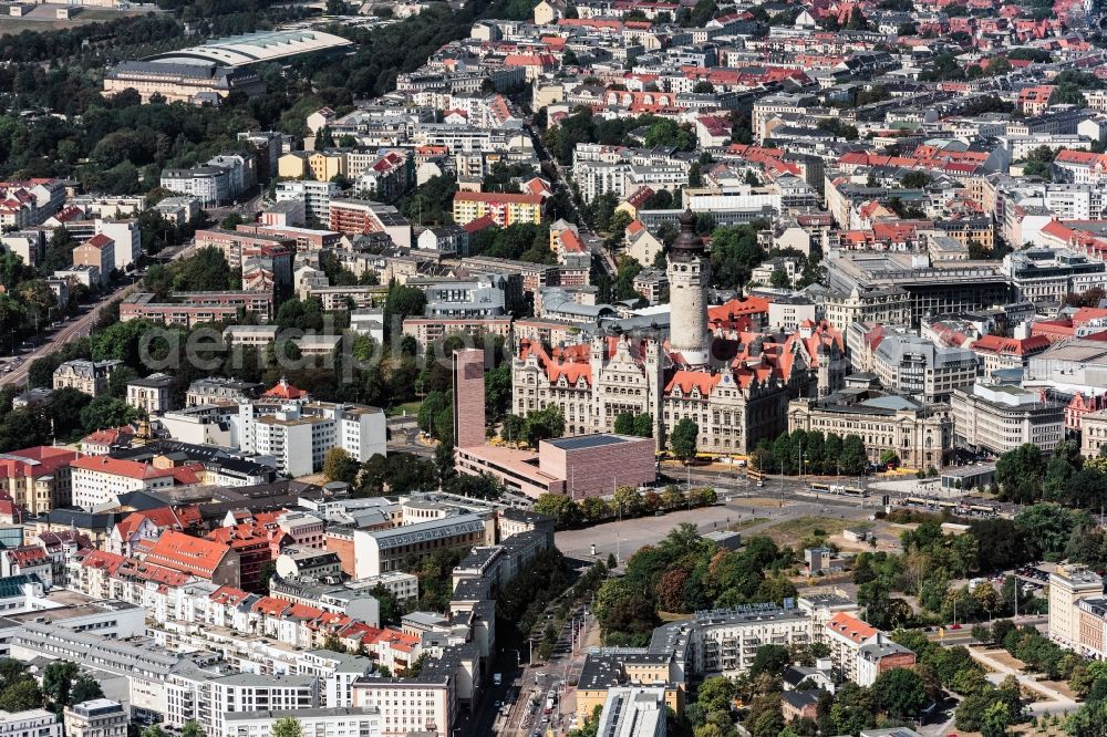 Leipzig from above - The city center in the downtown area in Leipzig in the state Saxony