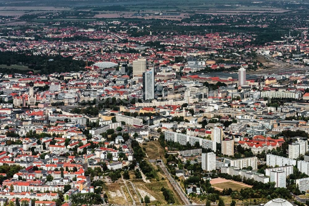 Aerial image Leipzig - The city center in the downtown area in Leipzig in the state Saxony