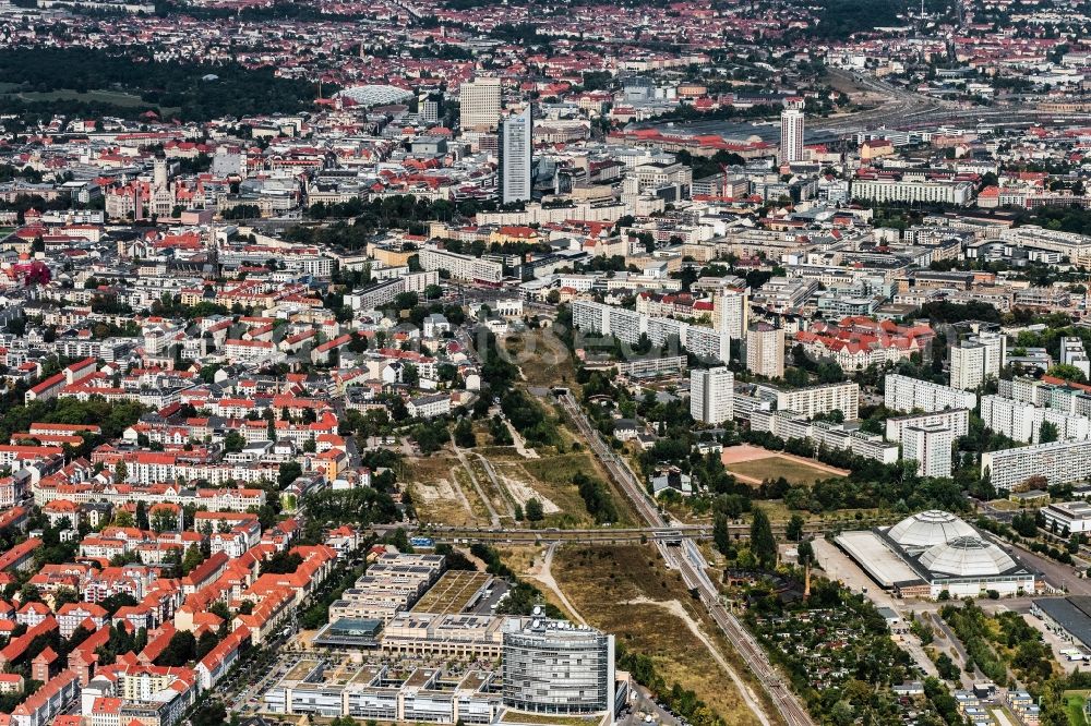 Aerial photograph Leipzig - The city center in the downtown area in Leipzig in the state Saxony