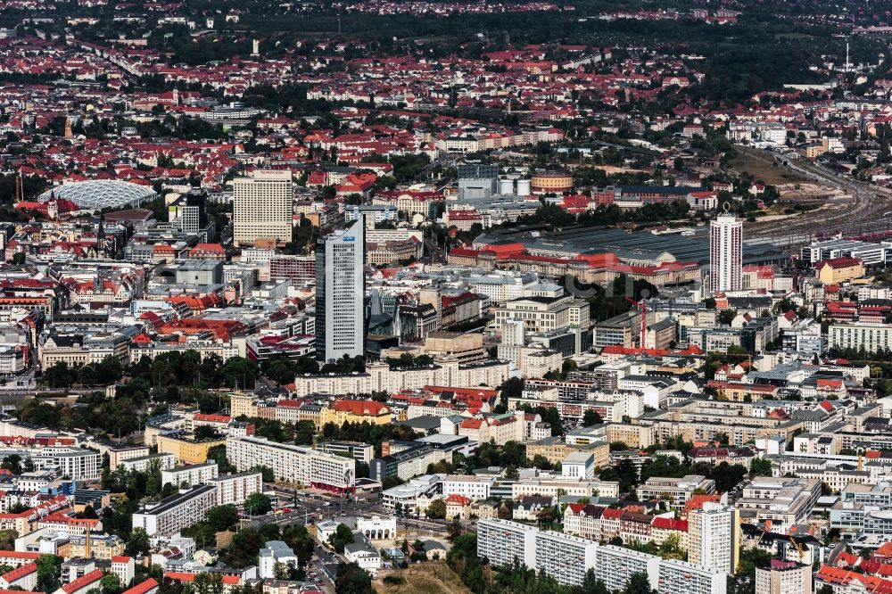 Leipzig from above - The city center in the downtown area in Leipzig in the state Saxony