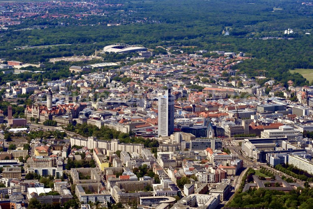 Aerial photograph Leipzig - The city center in the downtown area in Leipzig in the state Saxony