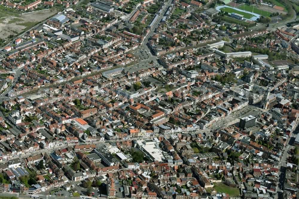 Lens from above - The city center in the downtown are in Lens in Nord-Pas-de-Calais Picardy, France