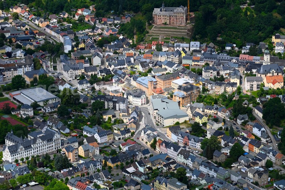 Lichtenstein/Sachsen from the bird's eye view: The city center in the downtown area in Lichtenstein/Sachsen in the state Saxony, Germany