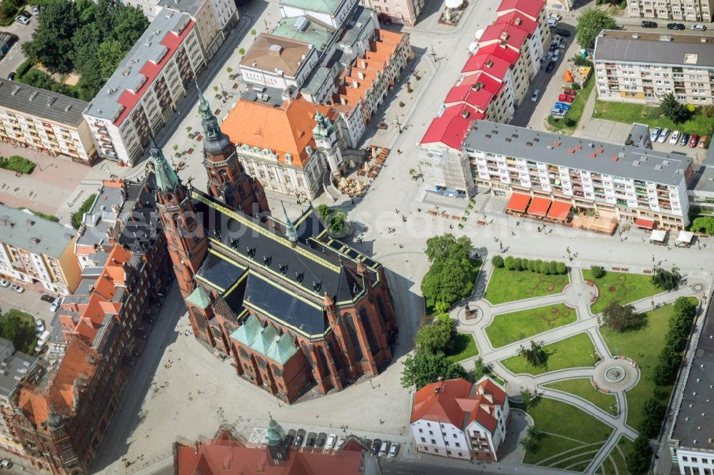 Liegnitz Legnica from the bird's eye view: The city center in the downtown area in Liegnitz Legnica in Lower Silesia, Poland