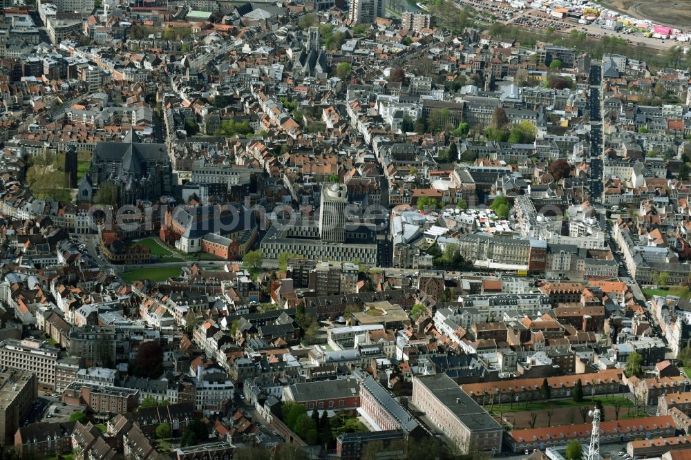 Lille from above - The city center in the downtown area in Lille in Nord-Pas-de-Calais Picardy, France