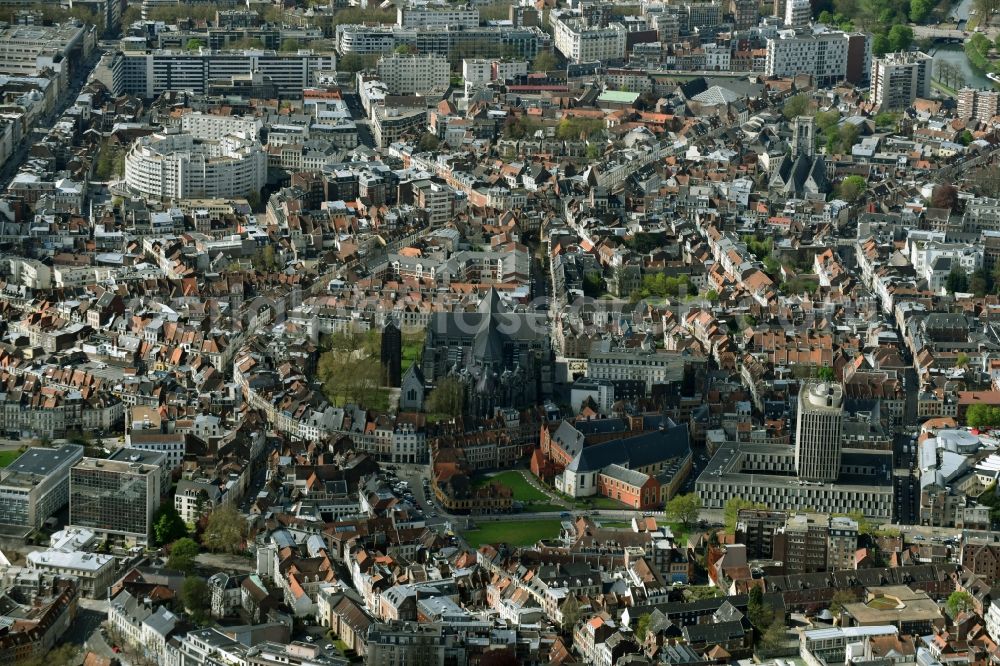 Aerial image Lille - The city center in the downtown area in Lille in Nord-Pas-de-Calais Picardy, France