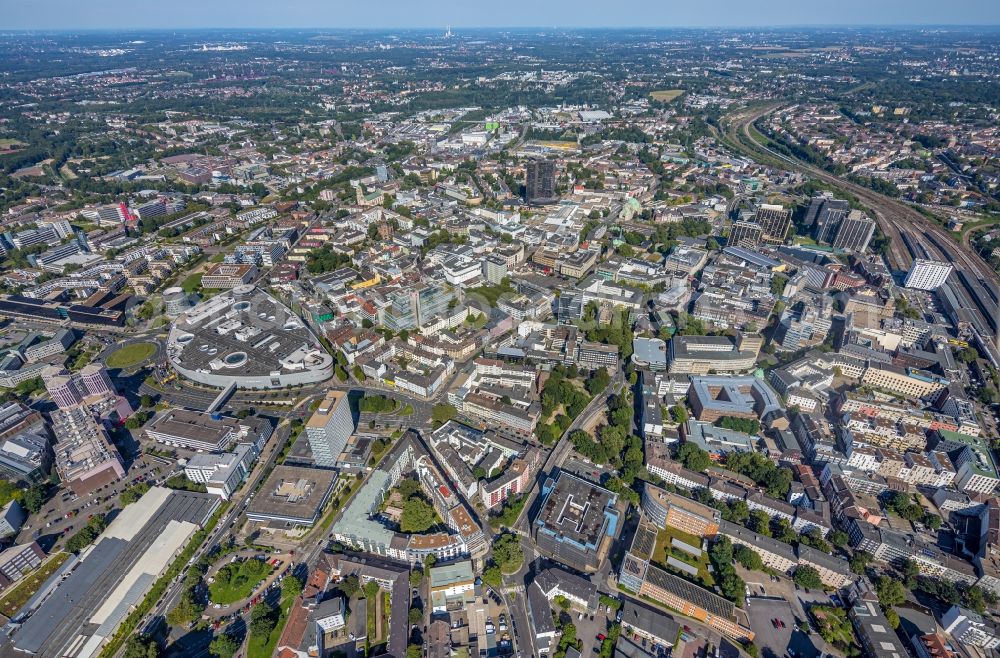 Essen from the bird's eye view: The city center in the downtown area on Limbecker Platz in Essen at Ruhrgebiet in the state North Rhine-Westphalia, Germany