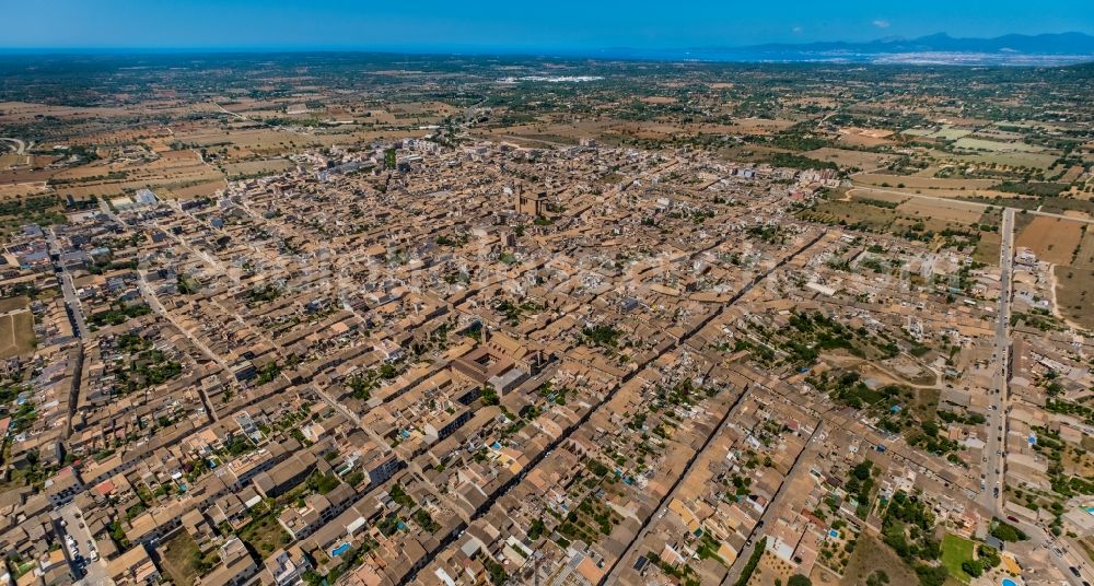 Aerial image Llucmajor - The city center in the downtown area in Llucmajor in Balearic island of Mallorca, Spain