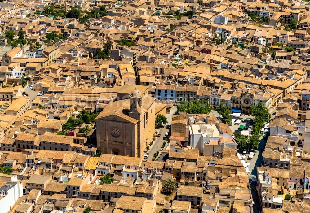 Llucmajor from the bird's eye view: The city center in the downtown area in Llucmajor in Balearic island of Mallorca, Spain