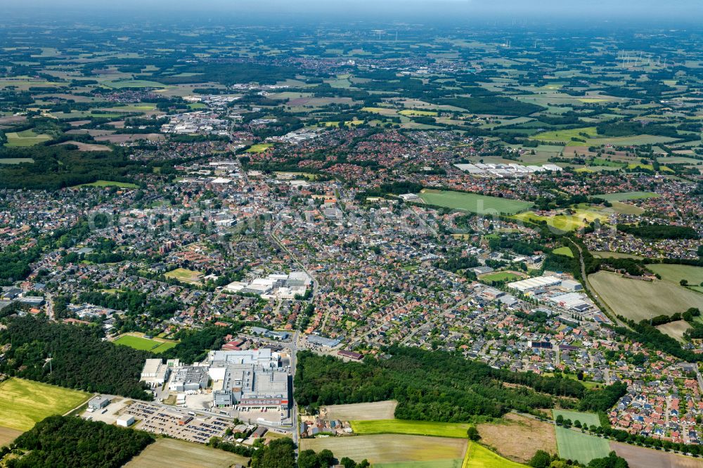 Lohne (Oldenburg) from above - The city center in the downtown area in Lohne (Oldenburg) in the state Lower Saxony, Germany