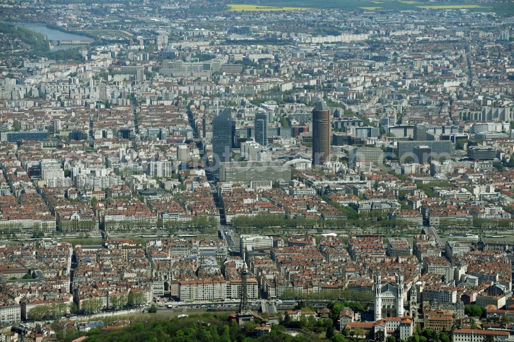 Aerial photograph Lyon - The city center in the downtown are in Lyon in Auvergne Rhone-Alpes, France