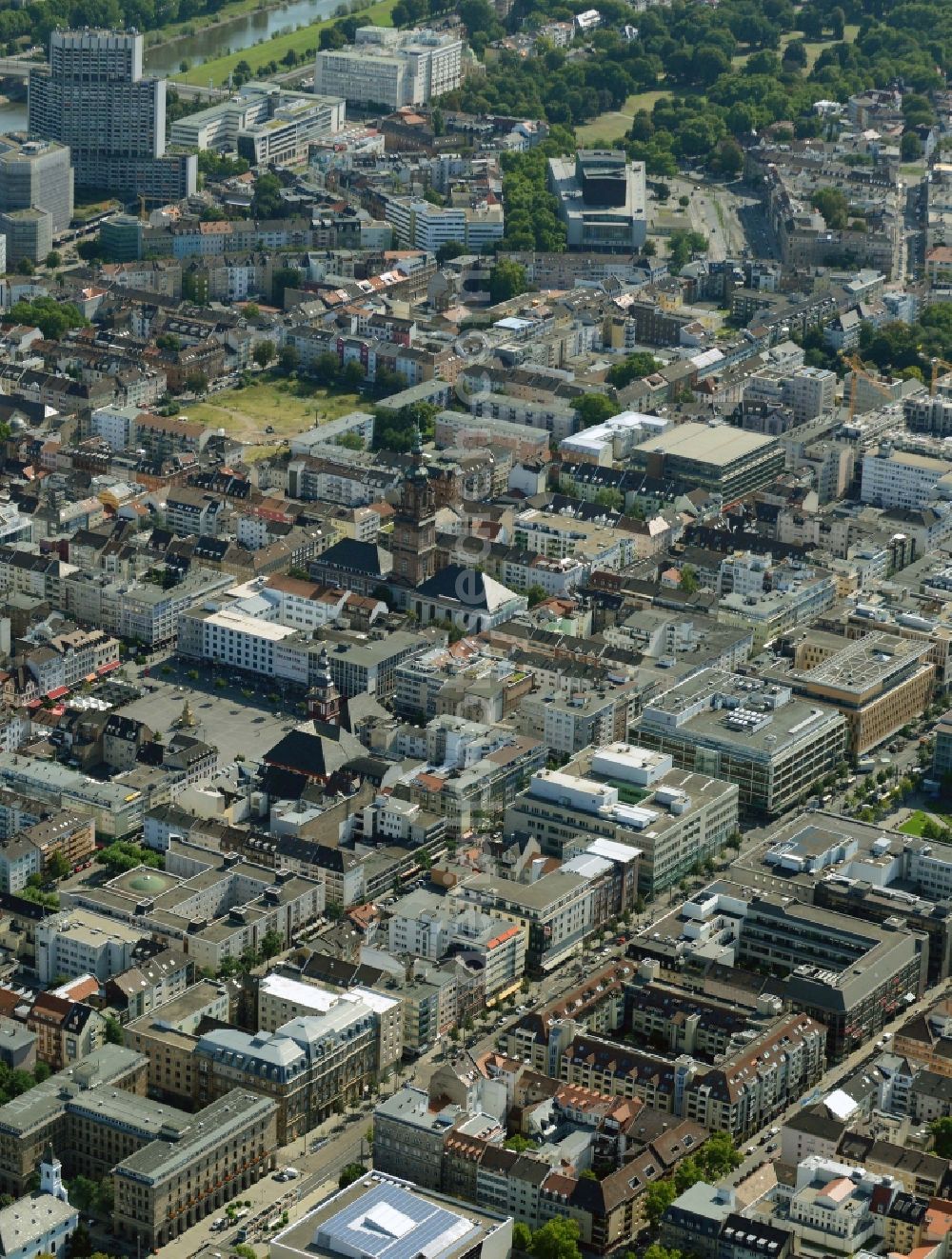 Aerial photograph Mannheim - The city center in the downtown are in Mannheim in the state Baden-Wuerttemberg