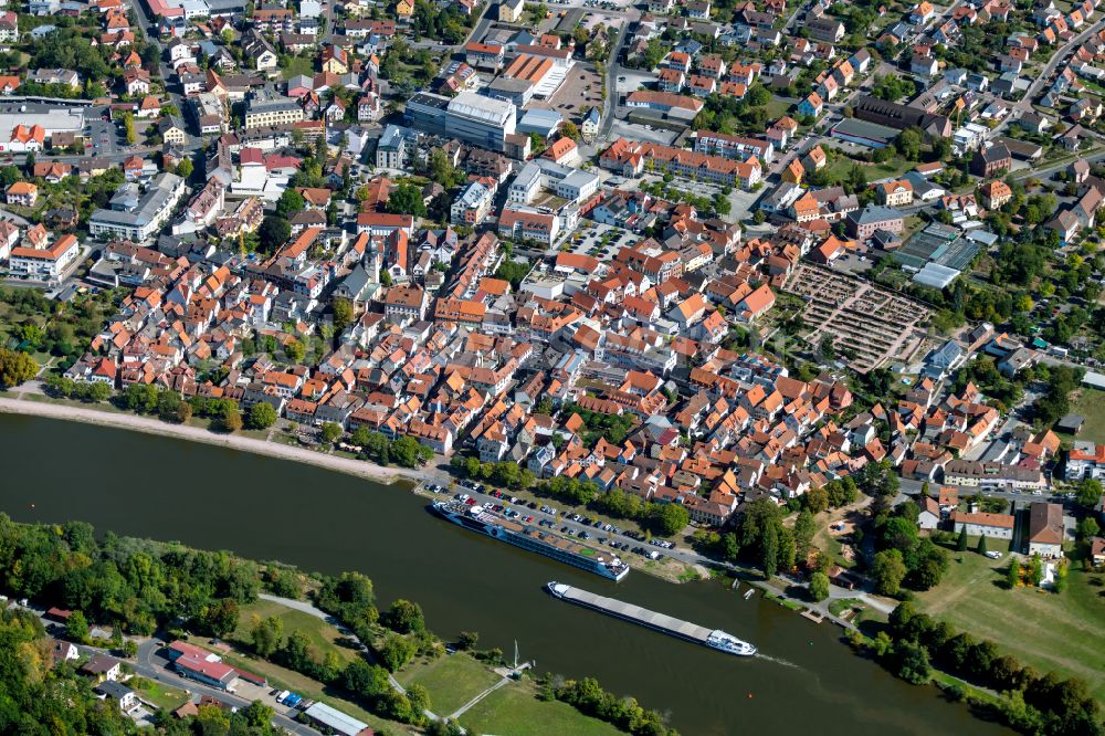 Aerial image Marktheidenfeld - The city center in the downtown area in Marktheidenfeld in the state Bavaria, Germany