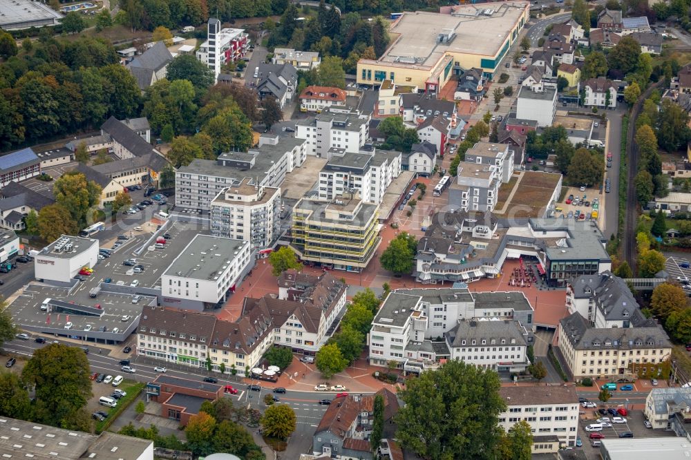 Aerial photograph Kreuztal - The city center in the downtown area on Marktplatz in Kreuztal in the state North Rhine-Westphalia, Germany