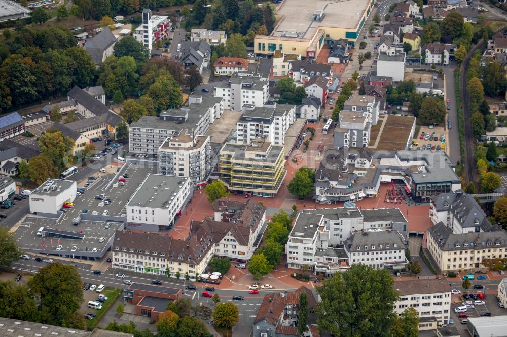 Kreuztal from above - The city center in the downtown area on Marktplatz in Kreuztal in the state North Rhine-Westphalia, Germany