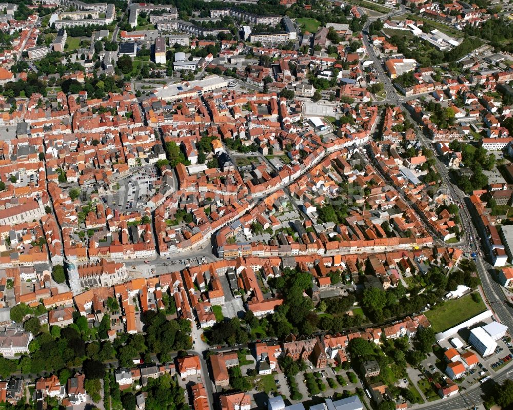 Aerial image Mühlhausen/Thüringen - The city center in the downtown area in Mühlhausen in the state Thuringia, Germany