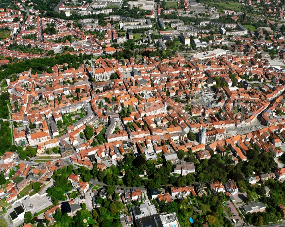 Mühlhausen/Thüringen from above - The city center in the downtown area in Mühlhausen in the state Thuringia, Germany