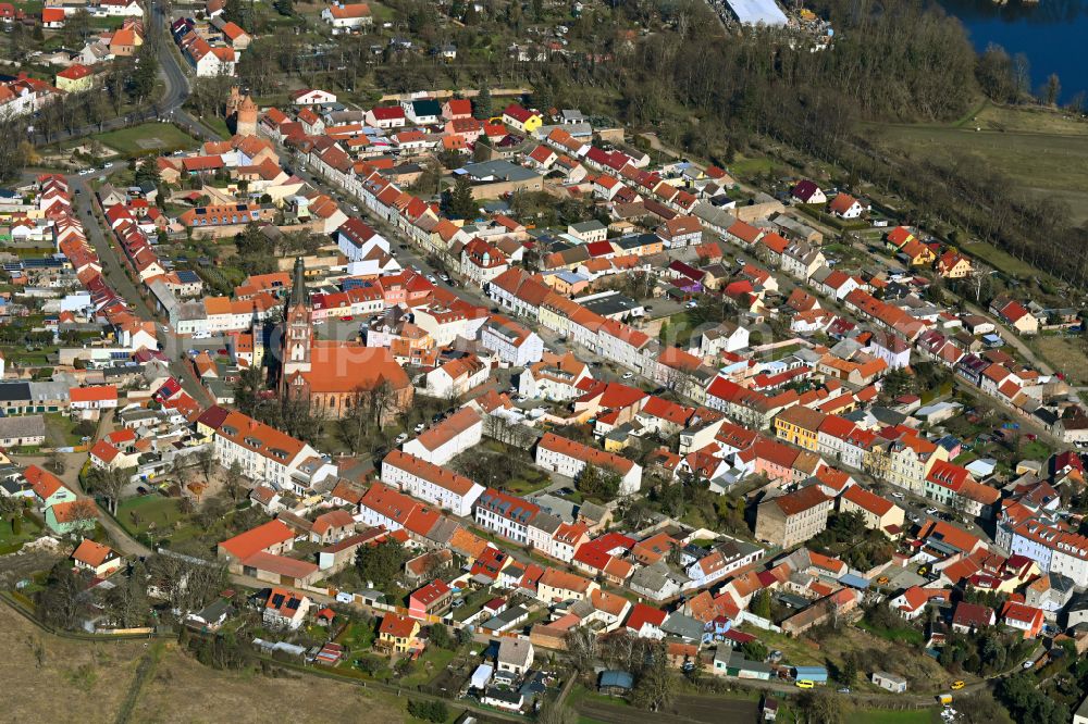 Aerial image Mittenwalde - The city center in the downtown area on street Yorckstrasse in Mittenwalde in the state Brandenburg, Germany