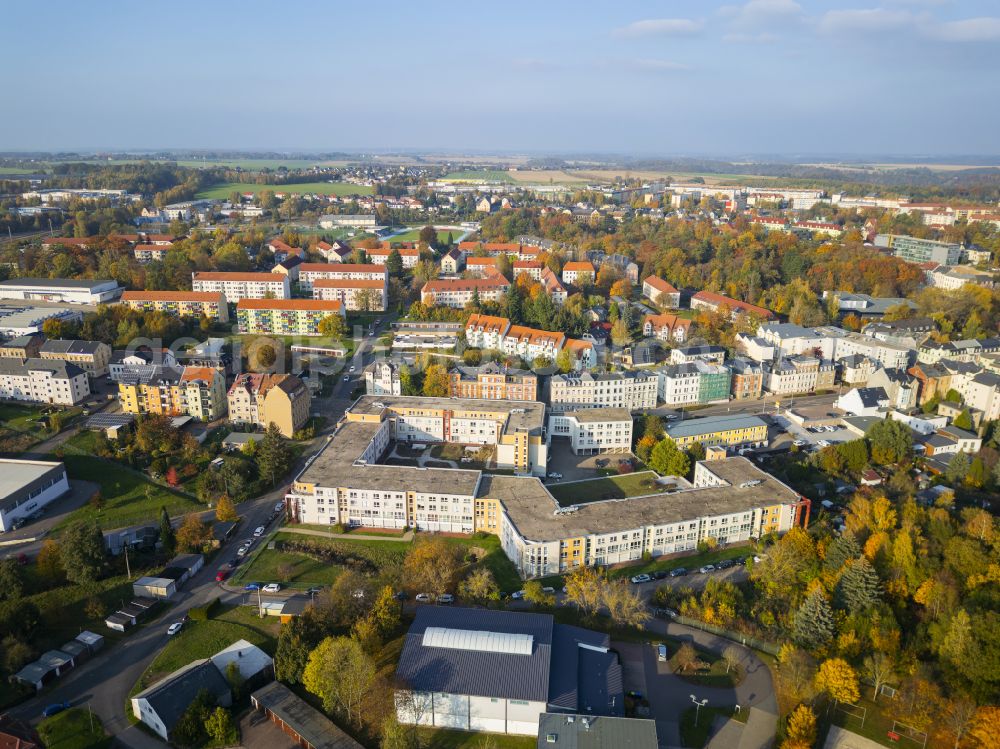 Aerial photograph Mittweida - The city center in the downtown area in Mittweida in the state Saxony, Germany