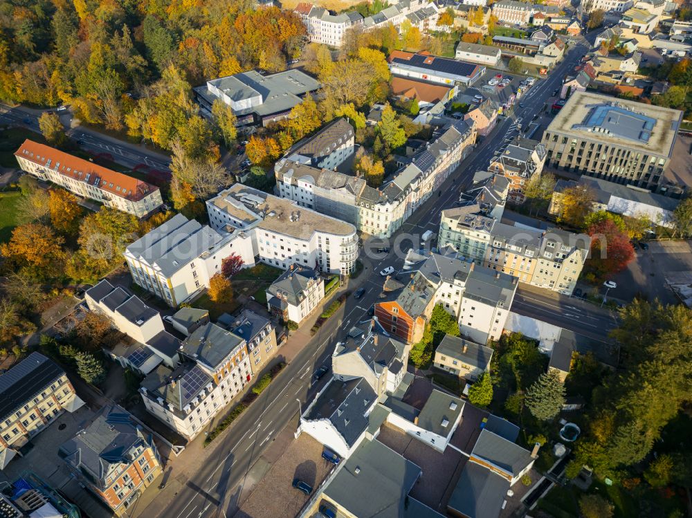 Mittweida from above - The city center in the downtown area in Mittweida in the state Saxony, Germany