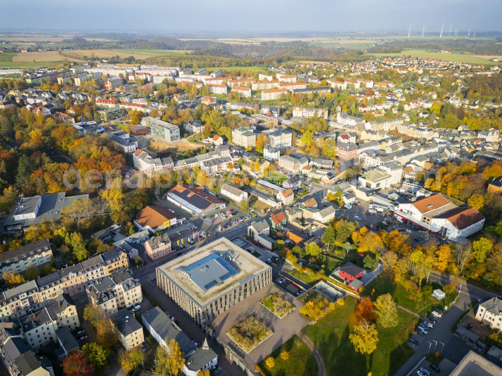 Aerial image Mittweida - The city center in the downtown area in Mittweida in the state Saxony, Germany