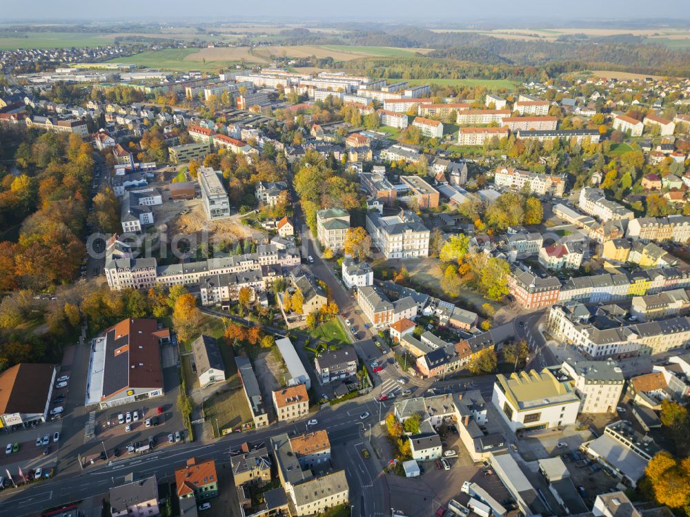 Aerial photograph Mittweida - The city center in the downtown area in Mittweida in the state Saxony, Germany