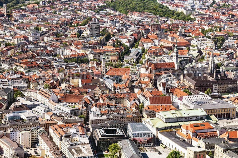 Aerial image München - The city center in the downtown area in Munich in the state Bavaria, Germany