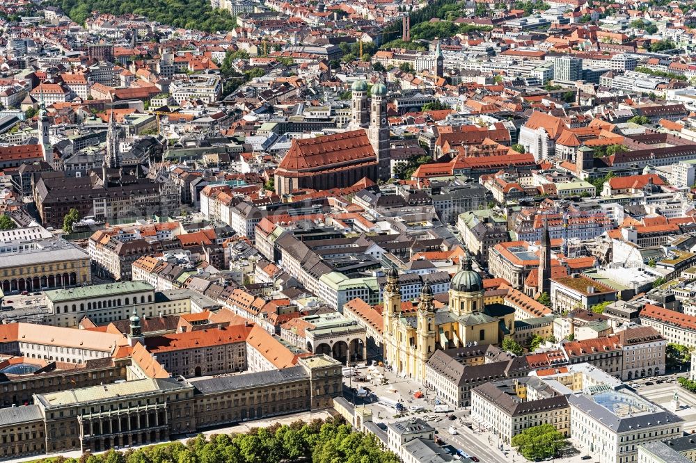 München from above - The city center in the downtown area in Munich in the state Bavaria, Germany