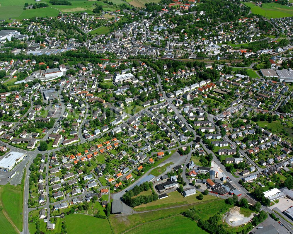 Mussen from above - The city center in the downtown area in Mussen in the state Bavaria, Germany