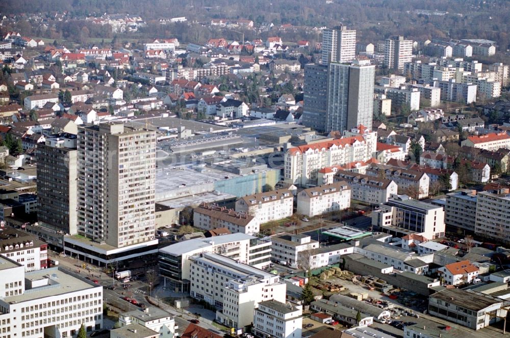 Neu-Isenburg from above - The city center in the downtown area in Neu-Isenburg in the state Hesse, Germany