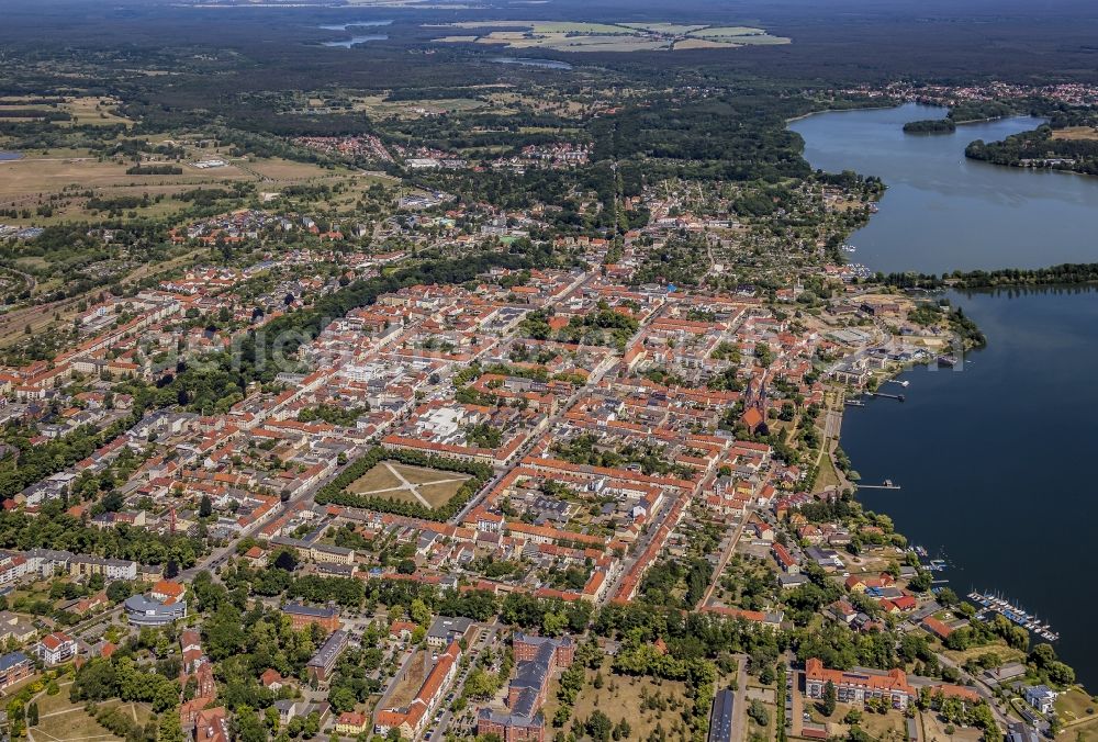 Aerial image Neuruppin - The city center in the downtown area in Neuruppin in the state Brandenburg