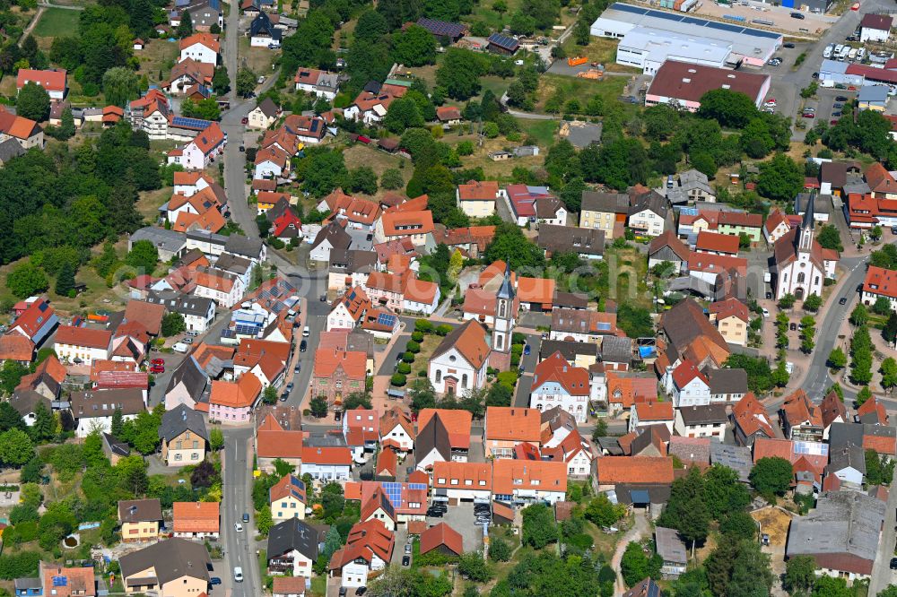 Aerial image Oberschwarzach - The city center in the downtown area in Oberschwarzach in the state Baden-Wuerttemberg, Germany