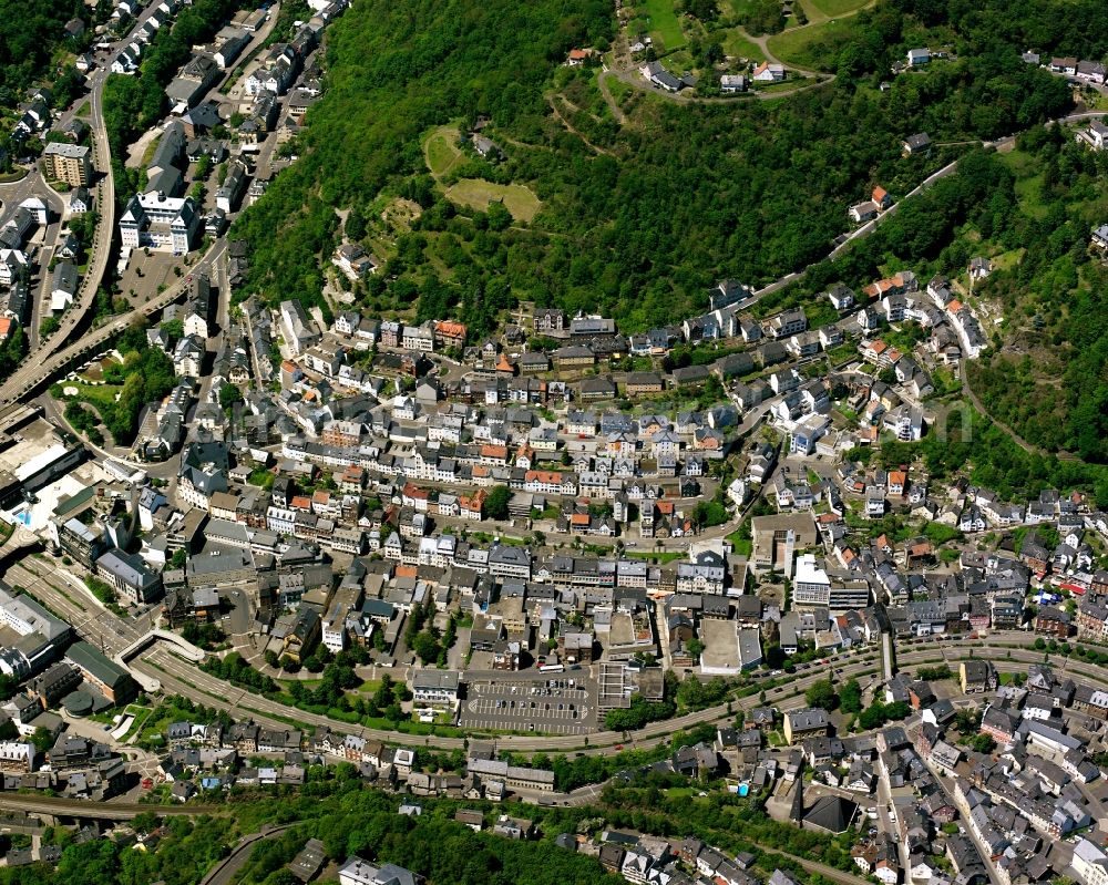 Aerial photograph Oberstein - The city center in the downtown area in Oberstein in the state Rhineland-Palatinate, Germany