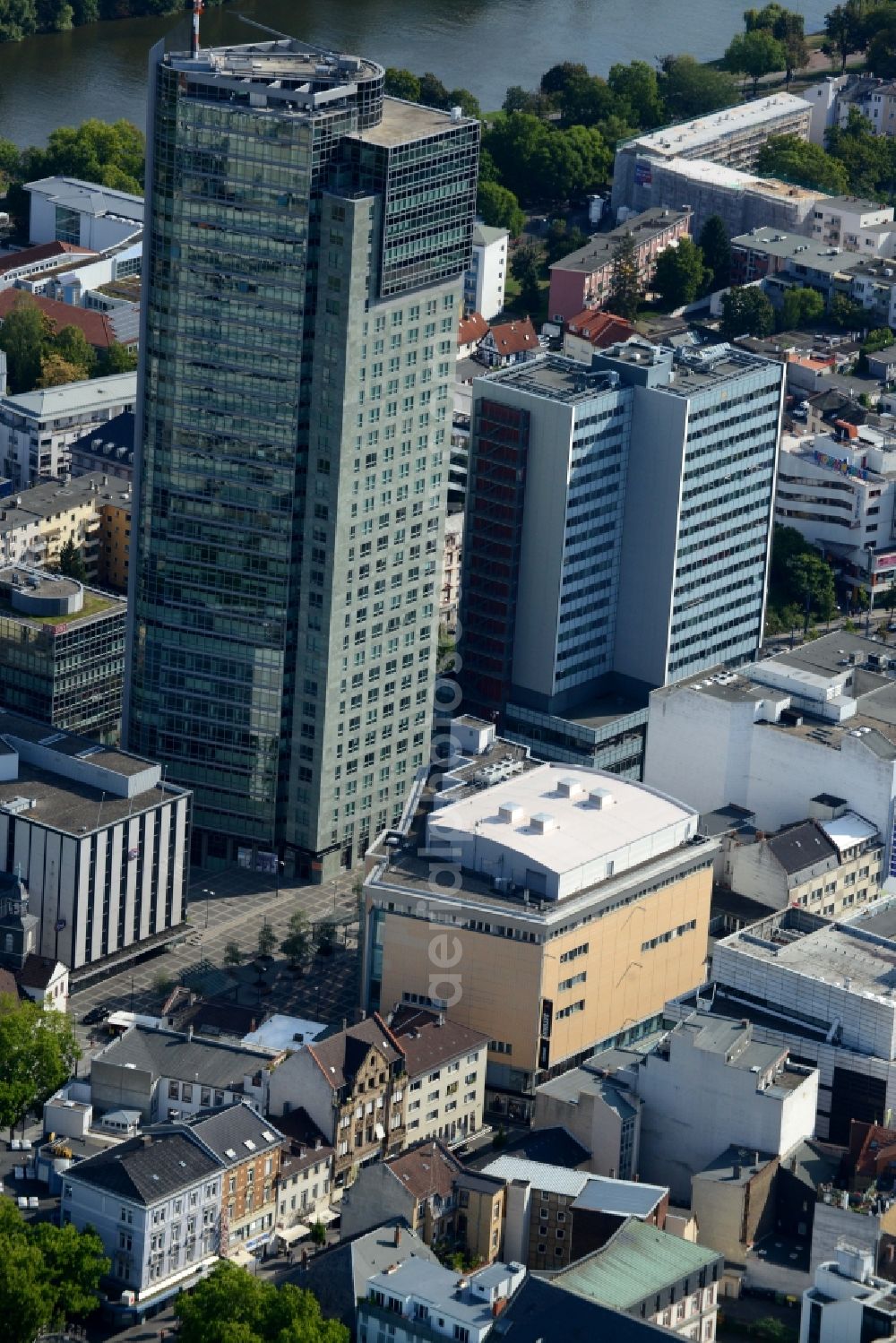 Offenbach am Main from above - The city center in the downtown are in Offenbach am Main in the state Hesse