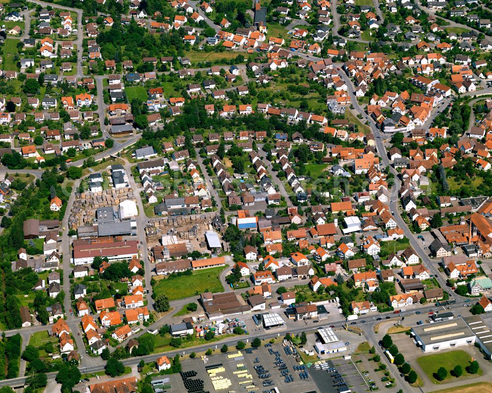 Aerial photograph Ofterdingen - The city center in the downtown area in Ofterdingen in the state Baden-Wuerttemberg, Germany