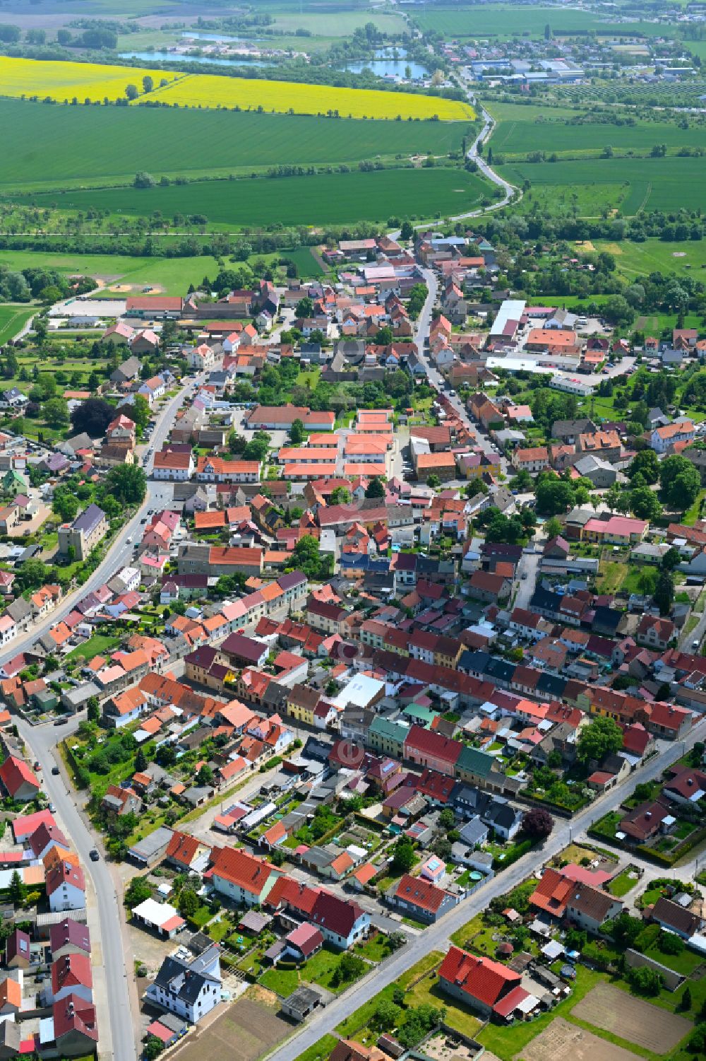 Oldisleben from above - The city center in the downtown area in Oldisleben in the state Thuringia, Germany