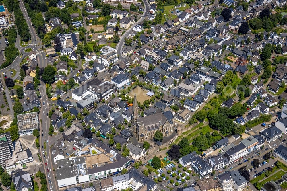 Aerial photograph Olpe - The city center in the downtown area in Olpe at Sauerland in the state North Rhine-Westphalia, Germany