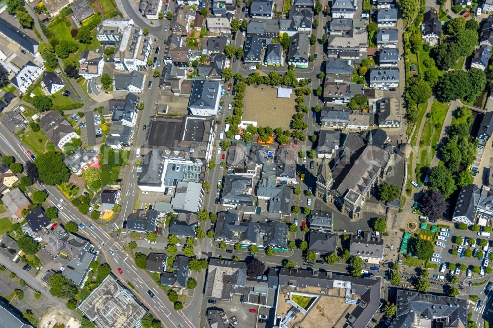 Olpe from the bird's eye view: The city center in the downtown area in Olpe at Sauerland in the state North Rhine-Westphalia, Germany