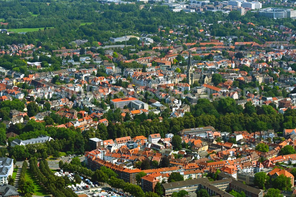 Aerial photograph Münster - The city center in the downtown area in the district Altstadt in Muenster in the state North Rhine-Westphalia, Germany