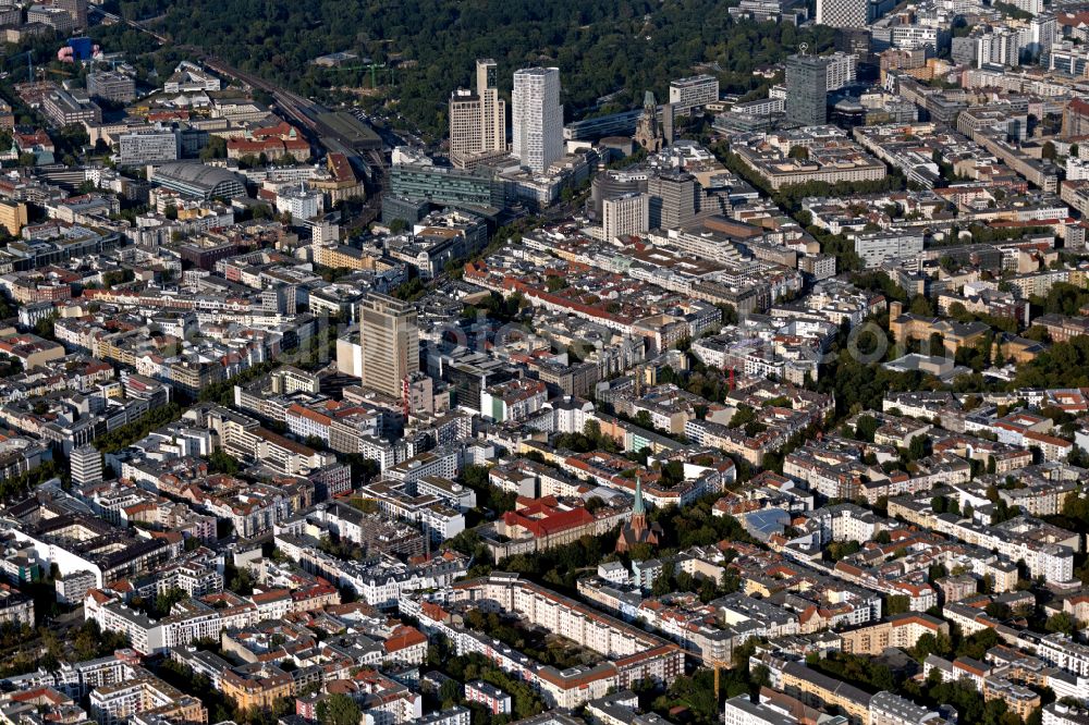 Berlin from the bird's eye view: The city center in the downtown area in the district Charlottenburg in Berlin, Germany