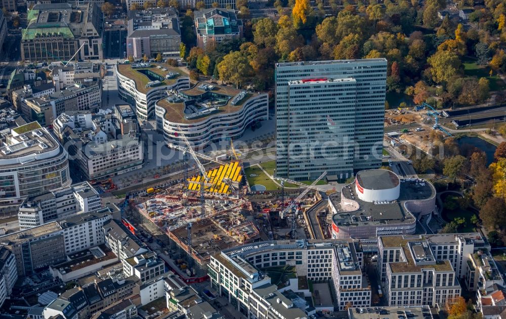 Aerial image Düsseldorf - The city center in the downtown area in the district Stadtmitte in Duesseldorf at Ruhrgebiet in the state North Rhine-Westphalia, Germany