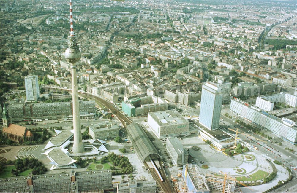 Aerial image Berlin - The city center in the downtown area Ost on Berliner Fernsehturm in the district Mitte in Berlin, Germany