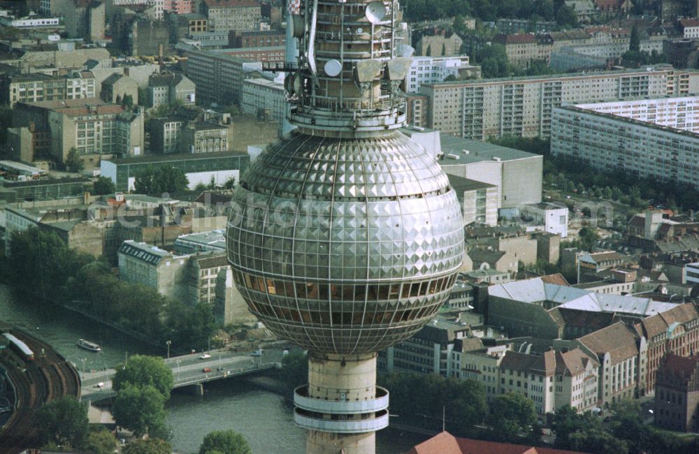 Berlin from above - The city center in the downtown area Ost on Berliner Fernsehturm in the district Mitte in Berlin, Germany