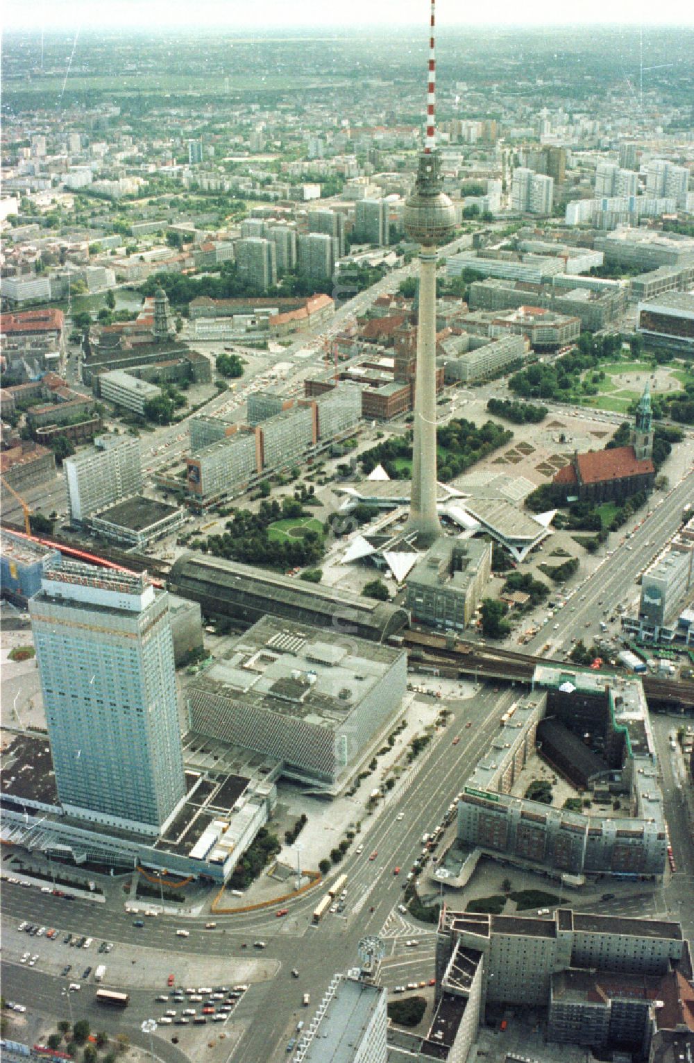 Aerial image Berlin - The city center in the downtown area Ost on Berliner Fernsehturm in the district Mitte in Berlin, Germany