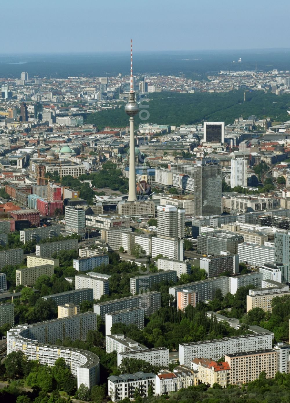 Aerial photograph Berlin - The city center in the downtown area Ost on Berliner Fernsehturm in the district Mitte in Berlin, Germany