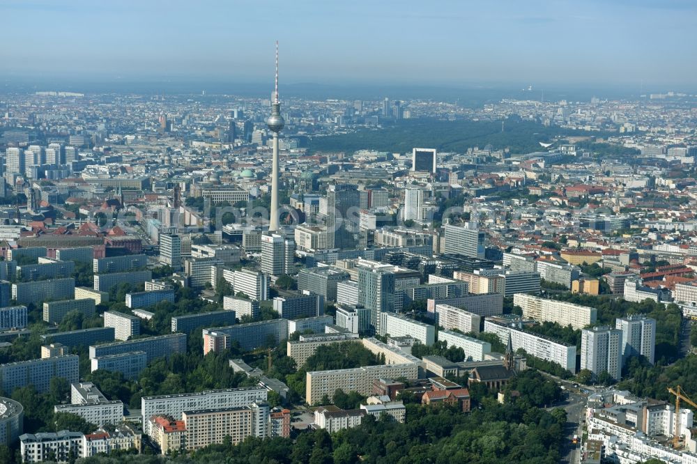 Aerial photograph Berlin - The city center in the downtown area Ost on Berliner Fernsehturm in the district Mitte in Berlin, Germany