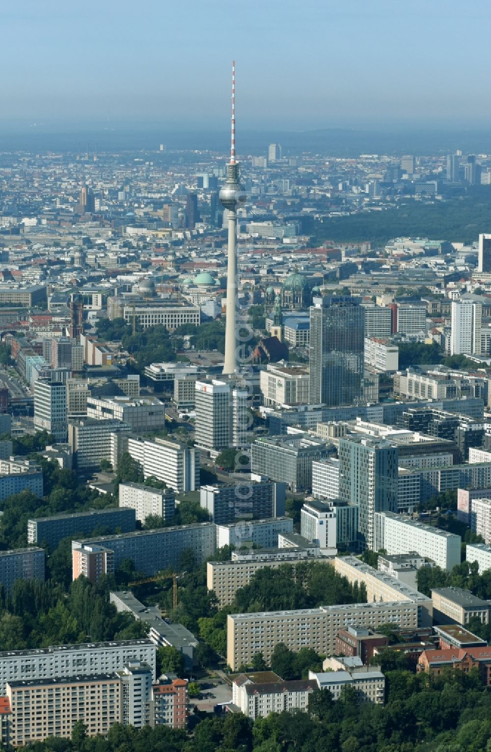 Berlin from above - The city center in the downtown area Ost on Berliner Fernsehturm in the district Mitte in Berlin, Germany